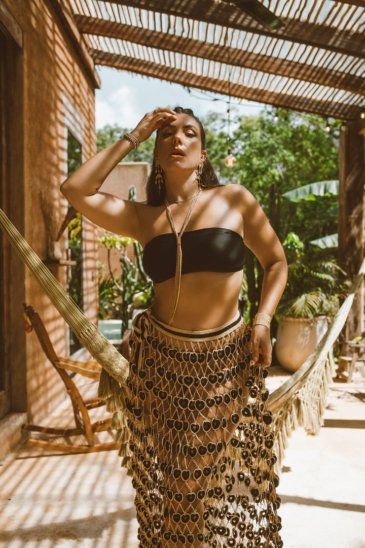 Black &amp; Gold Crochet Skirt