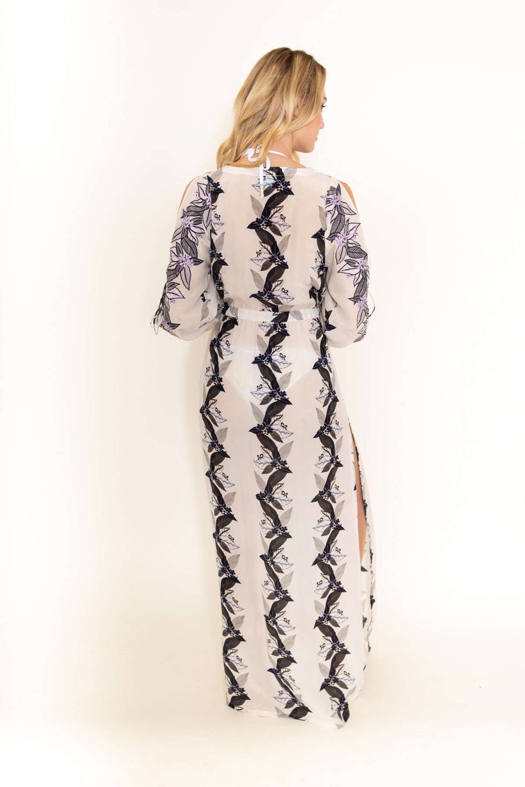 Taj White Purple Coverup