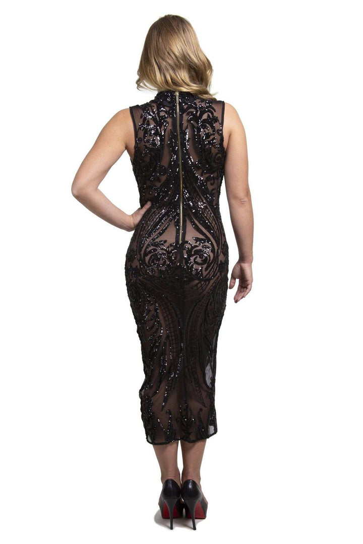 Sequin Sheer Black Dress