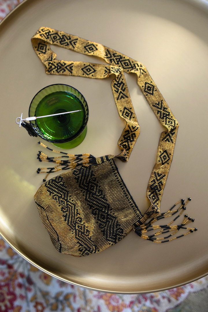 Gold and Black Mini Beaded Purse