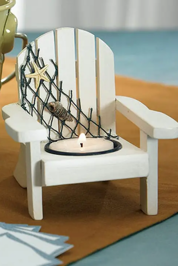 White Deck Chair Favor Candle Holder