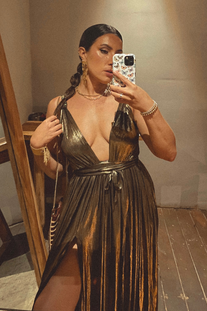 Metallic Goddess Dress - Gold