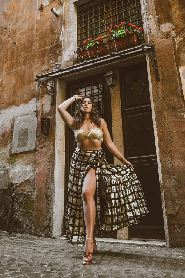 Venezia Wrap Skirt - Black and Gold