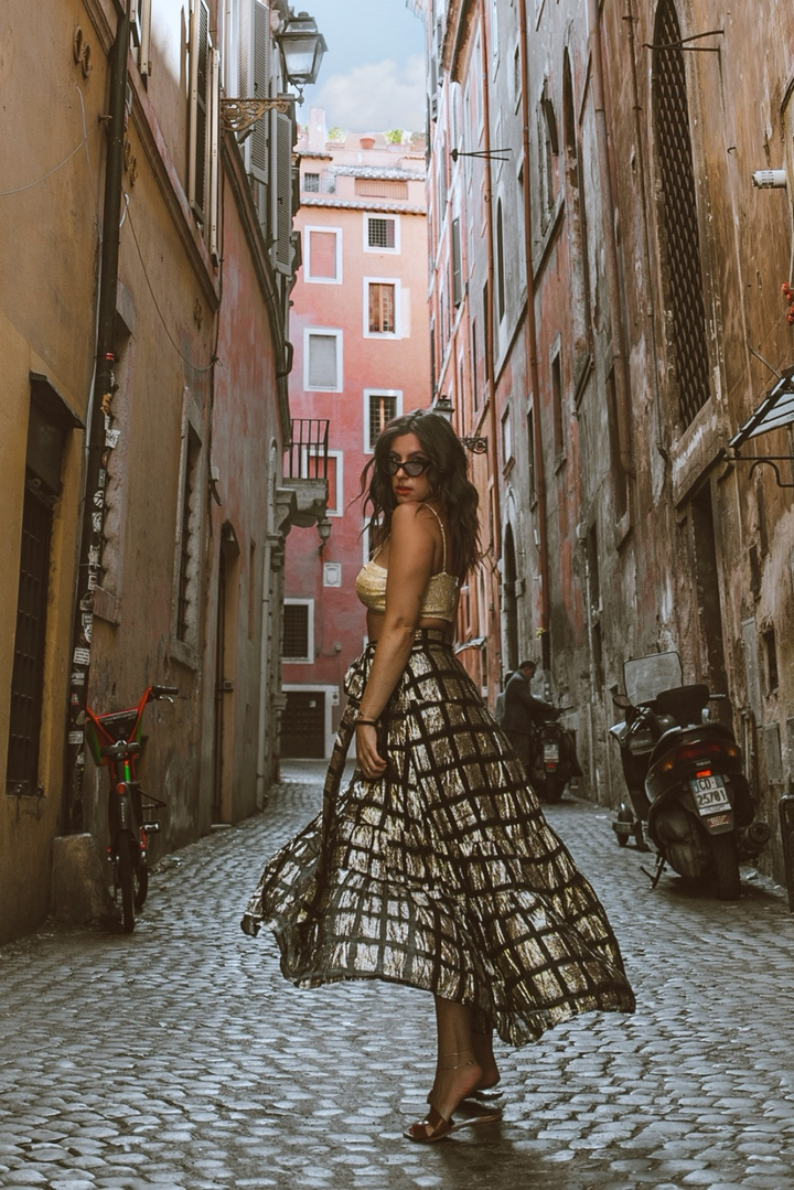 Venezia Wrap Skirt - Black and Gold