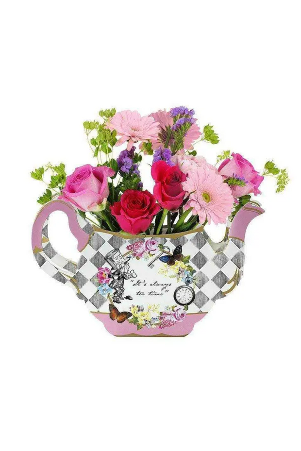 Alice in Wonderland Paper Teapot Flower Vase