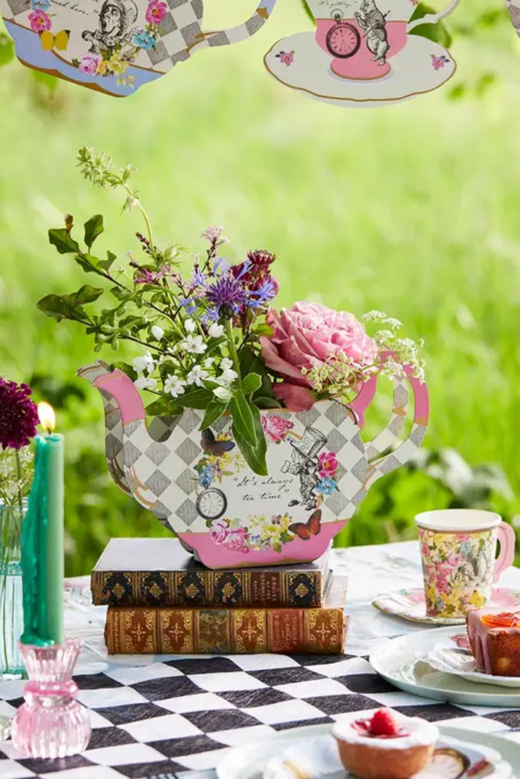 Alice in Wonderland Paper Teapot Flower Vase
