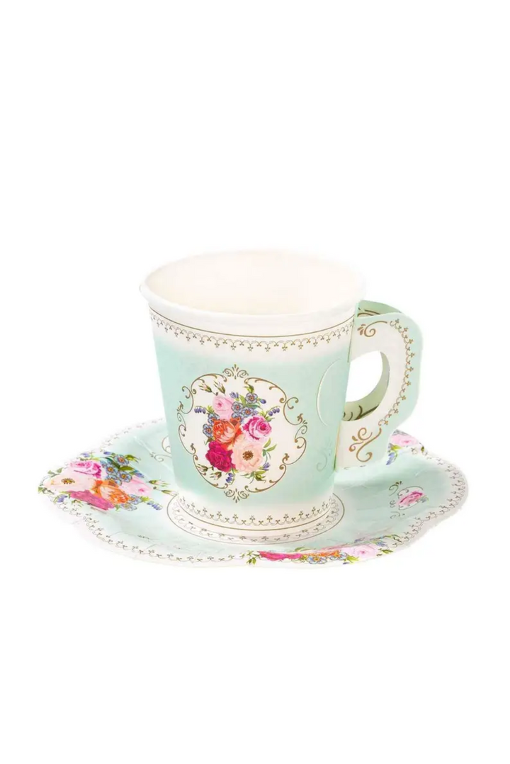 Paper Teacup &amp; Saucer Set - 12 Pack