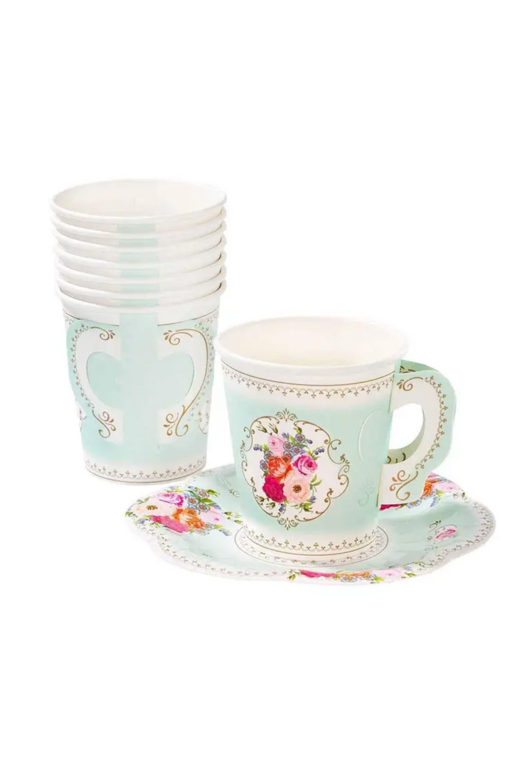 Paper Teacup &amp; Saucer Set - 12 Pack