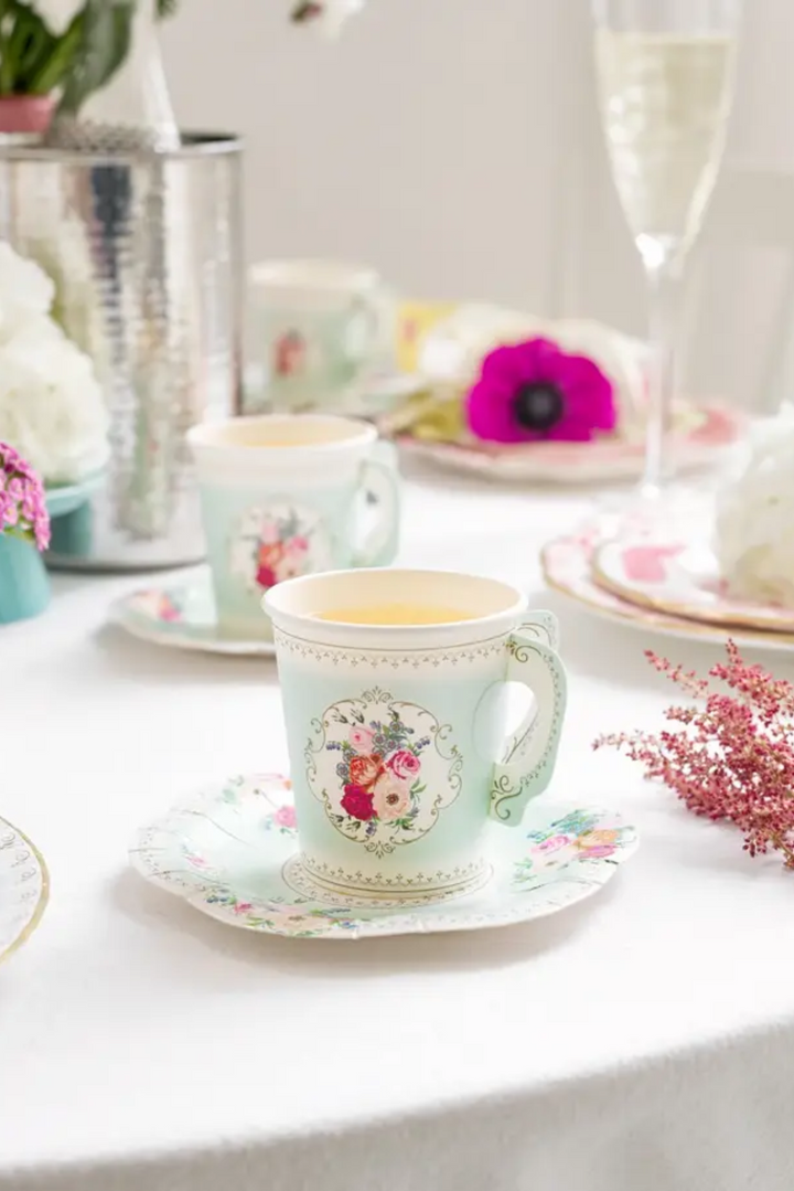 Paper Teacup &amp; Saucer Set - 12 Pack
