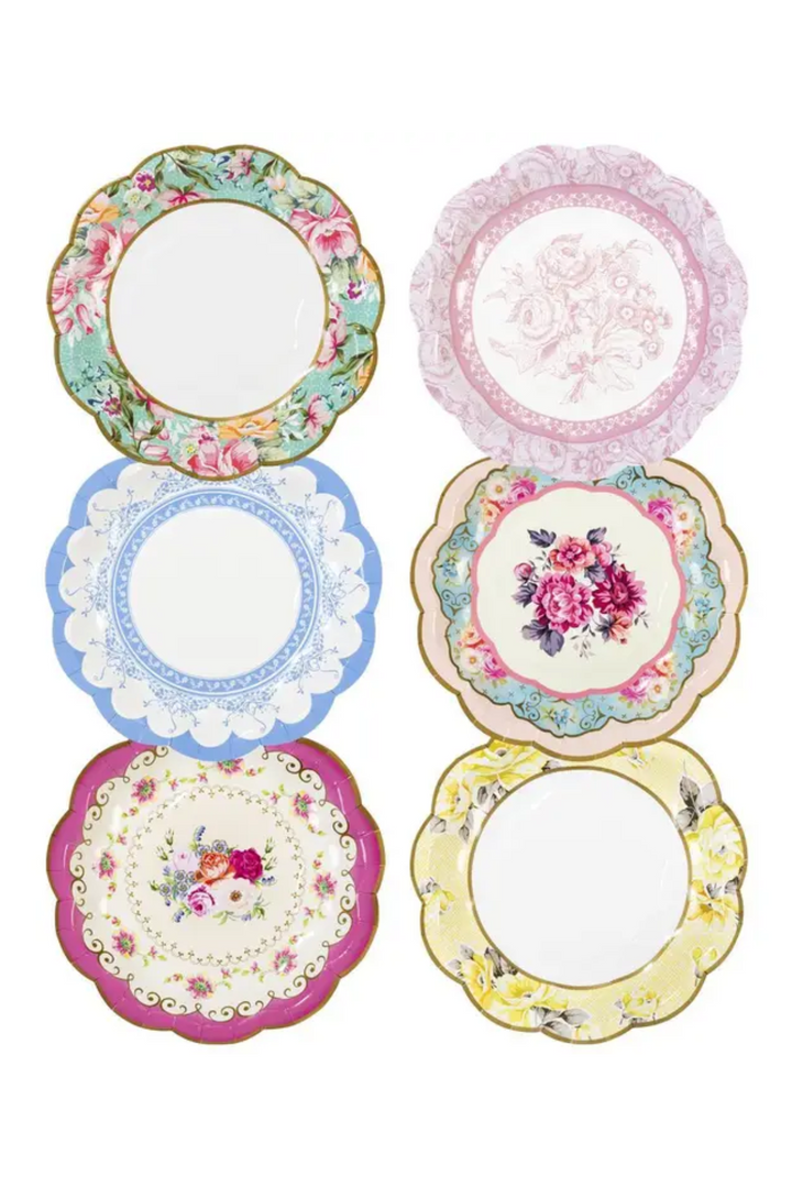 Vintage Floral Paper Plates - 12 Pack