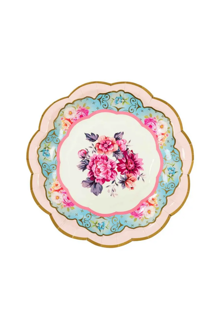 Vintage Floral Paper Plates - 12 Pack