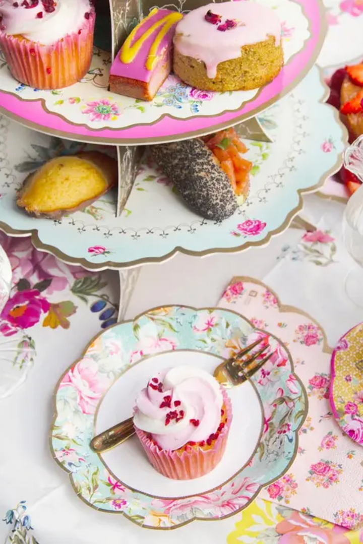 Vintage Floral Paper Plates - 12 Pack
