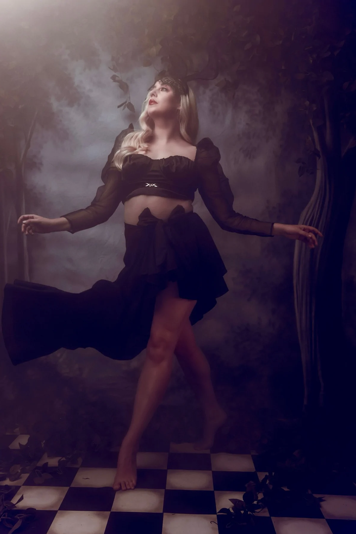 Puff Sleeve Bustier Top - Black