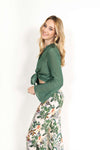 Piper Solid Silk Blouse Green