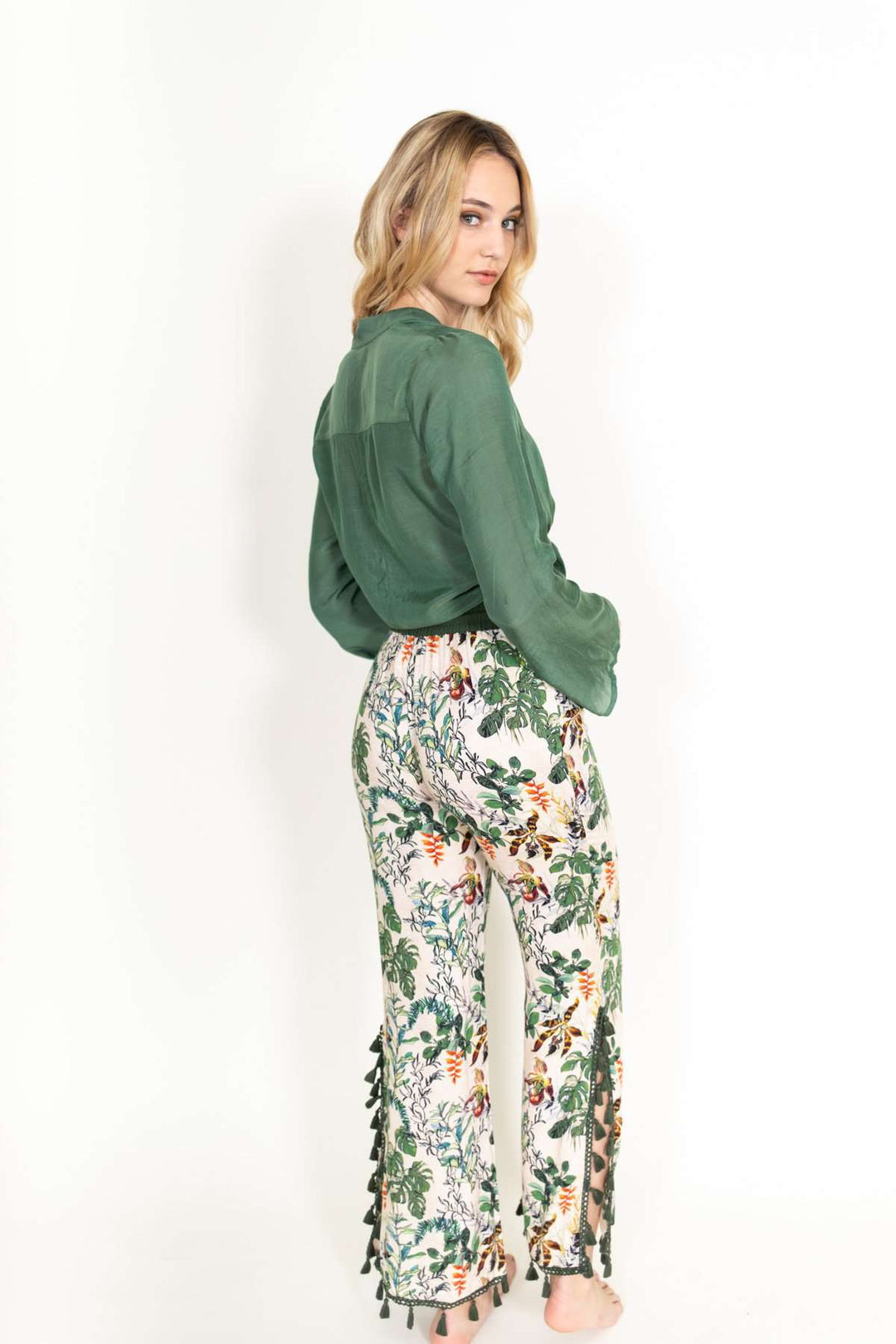 Piper Solid Silk Blouse Green