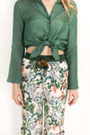 Piper Solid Silk Blouse Green