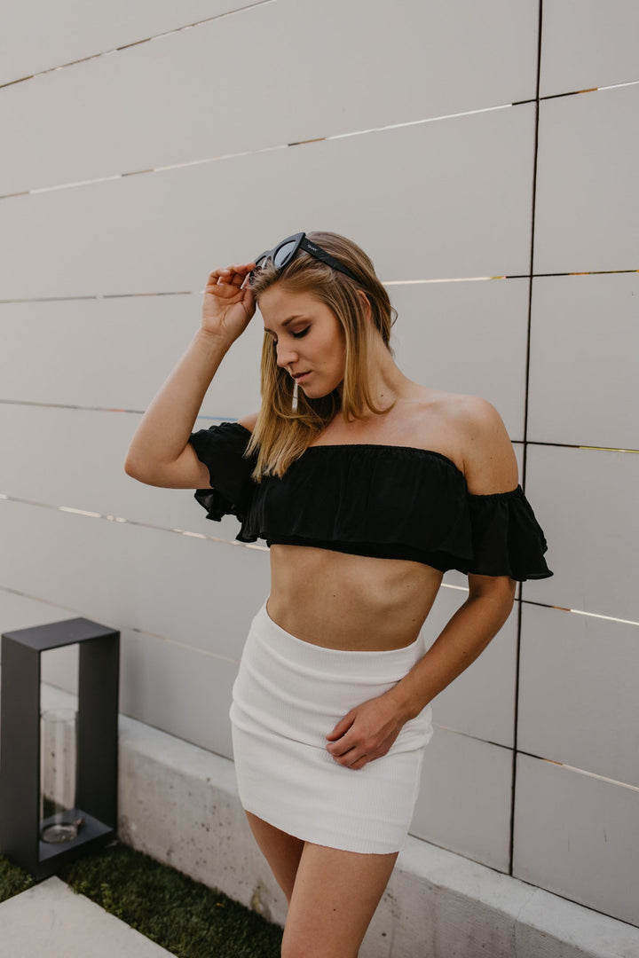Ruffle Crop Top Black