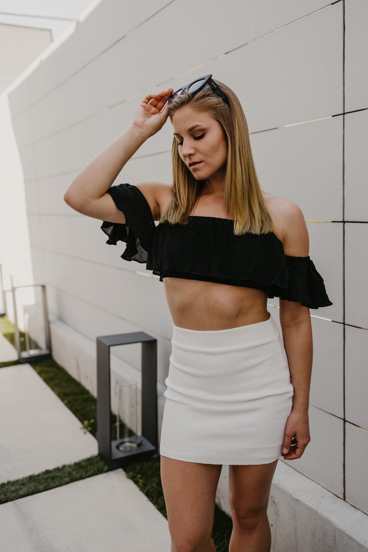 Ruffle Crop Top Black