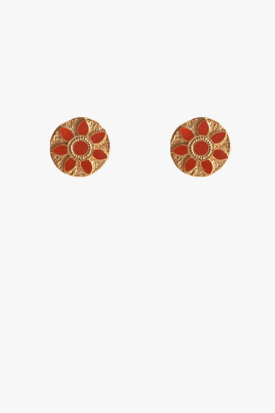 Terracotta and Gold Round Earrings