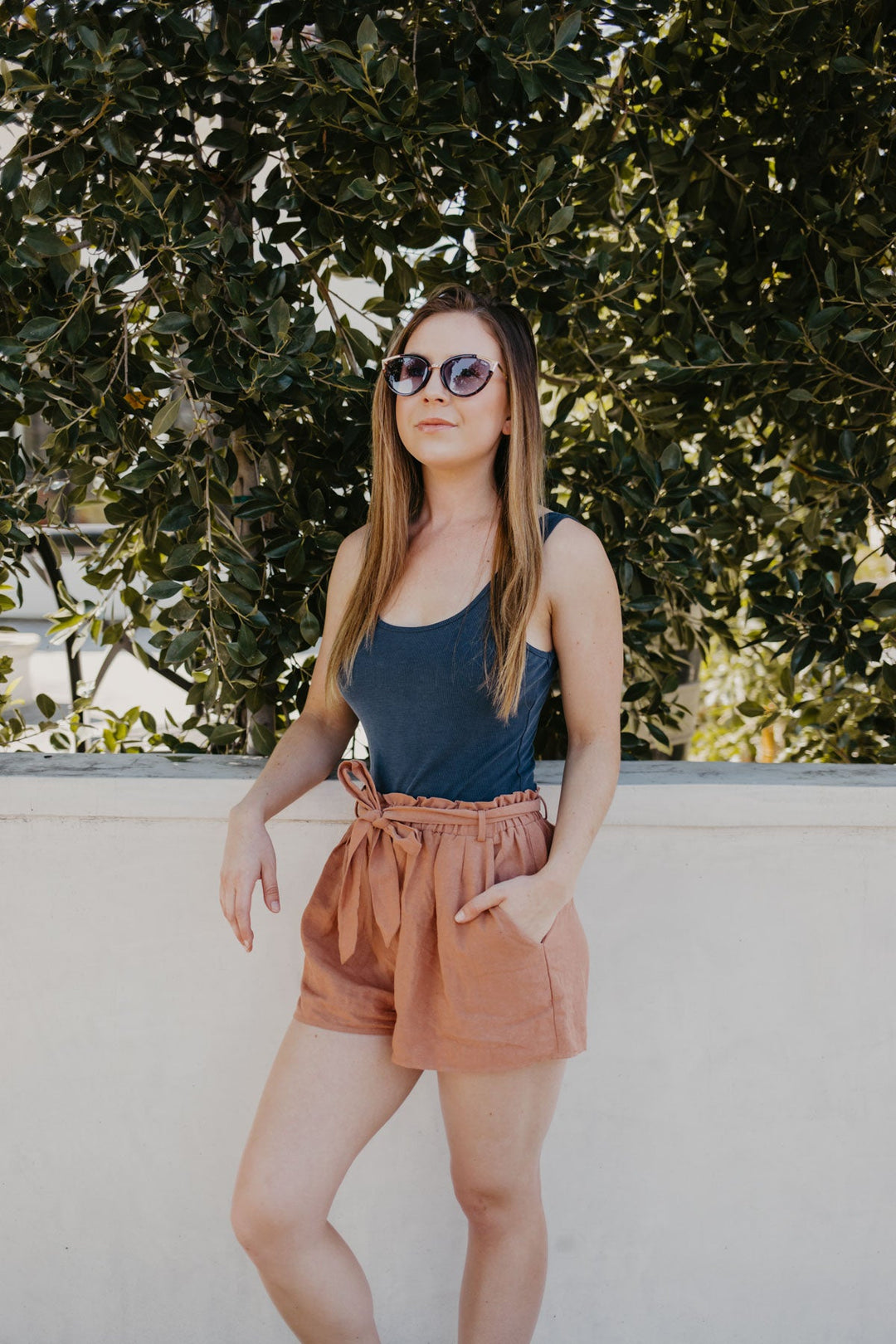 Front Tie Short Shorts Peach