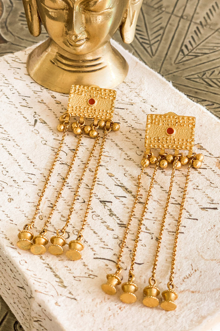 Terracotta and Gold Qumran Earrings