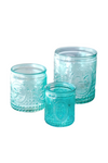 Vintage Blue Glass Tea Light Holders (Set of 3)