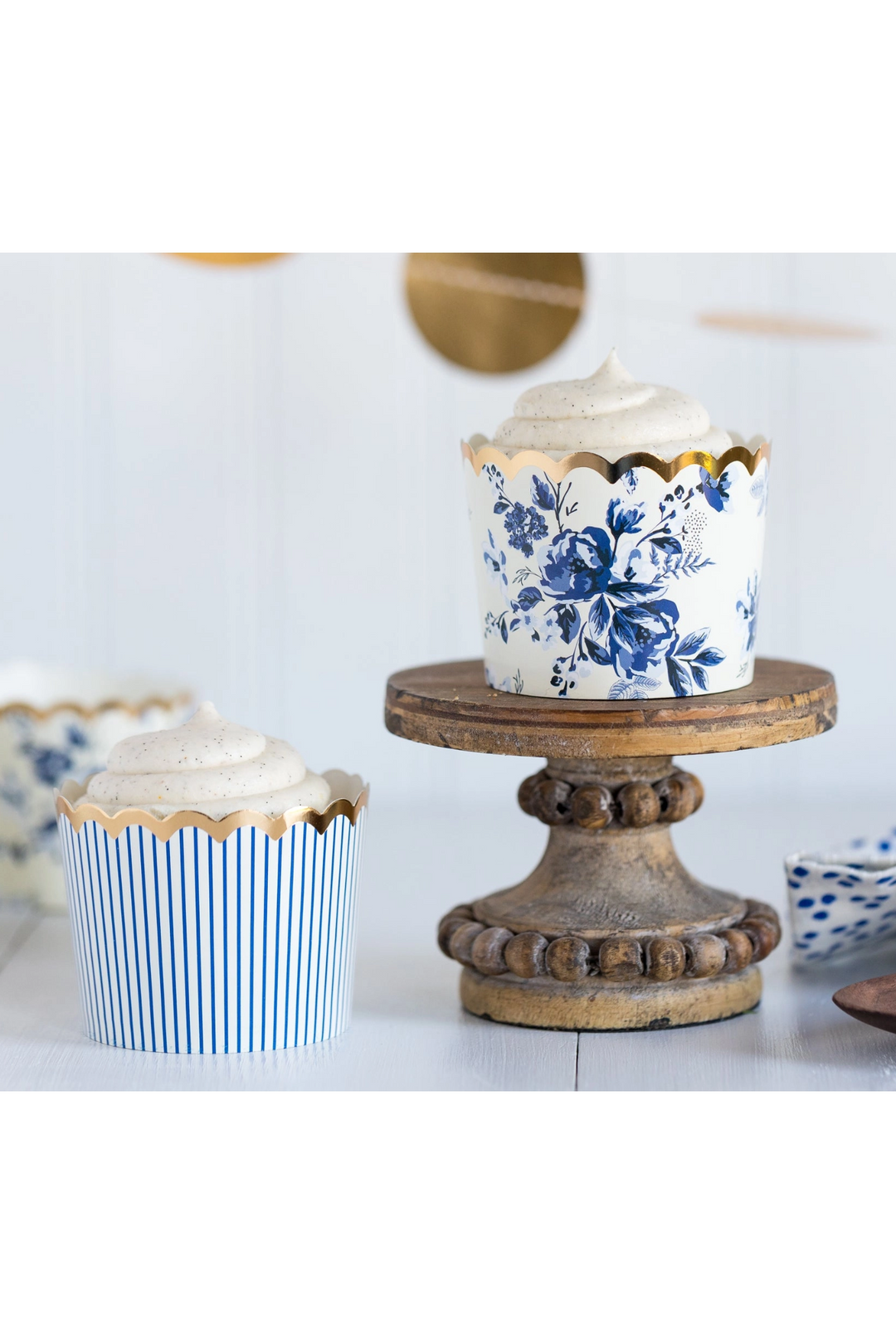 Navy Floral Food Cups (50 pcs)