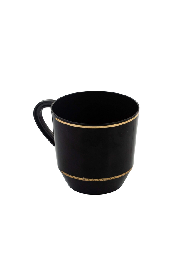 Black and Gold Plastic Coffee Cups (8)