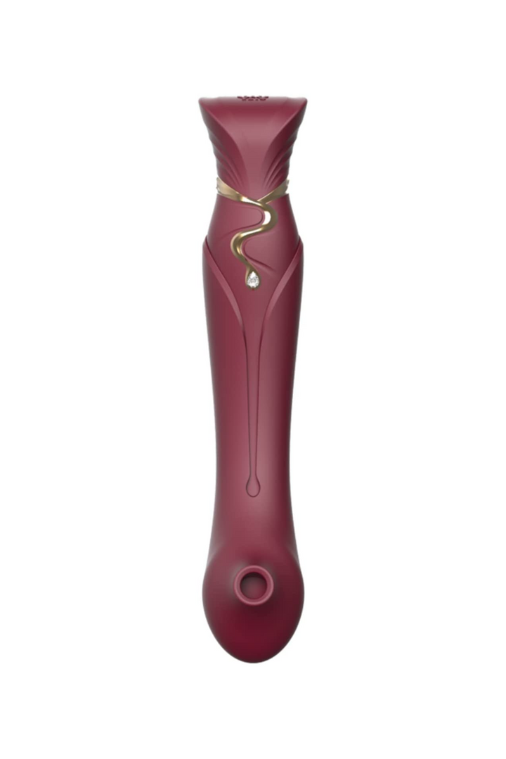 Queen Set G-spot PulseWave Vibrator with Suction Sleeve - Wine Red