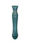 Queen Set G-spot PulseWave Vibrator with Suction Sleeve - Jewel Green