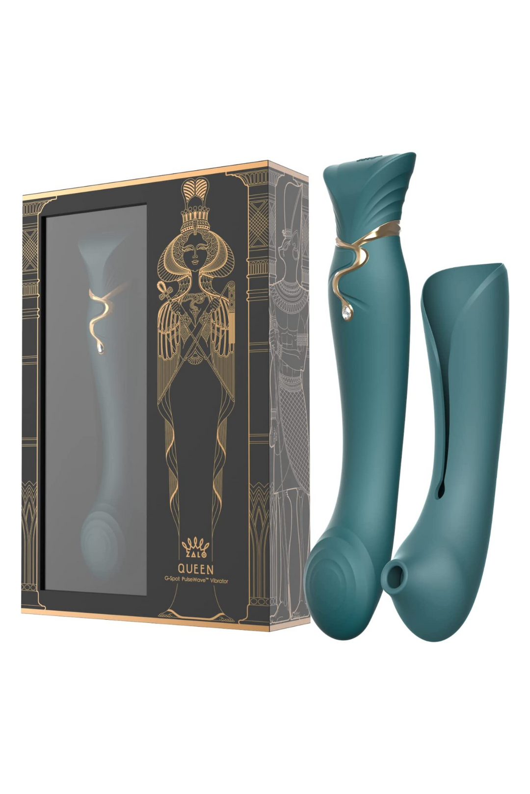 Queen Set G-spot PulseWave Vibrator with Suction Sleeve - Jewel Green
