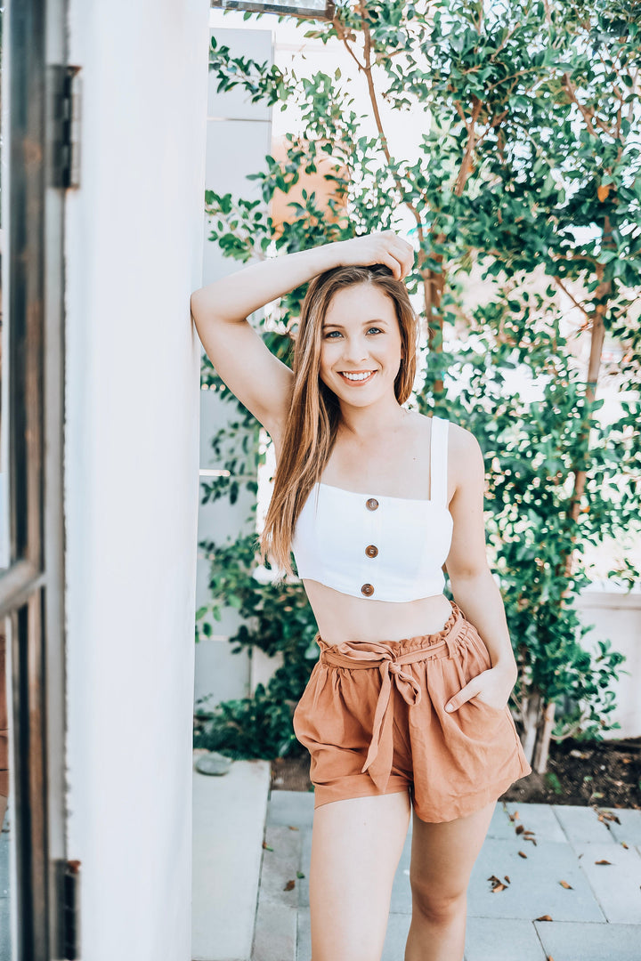 Front Tie Short Shorts Peach