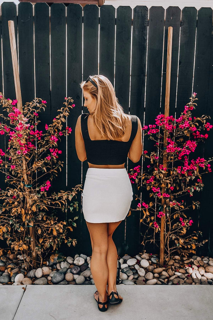 Ribbed Mini Skirt Ivory