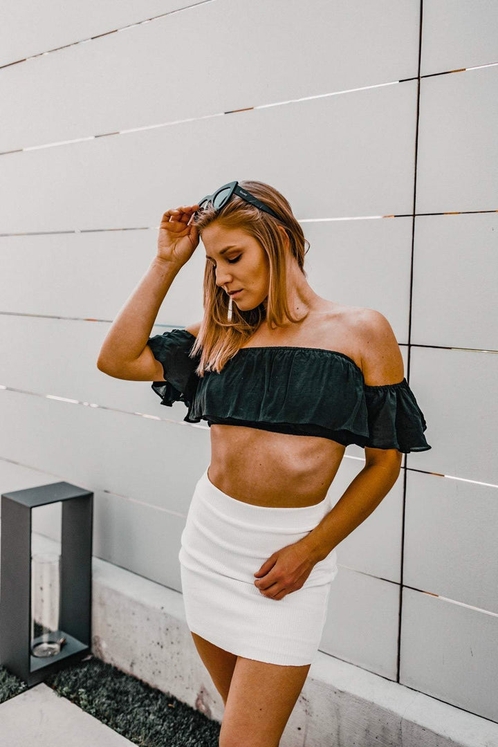 Ribbed Mini Skirt Ivory