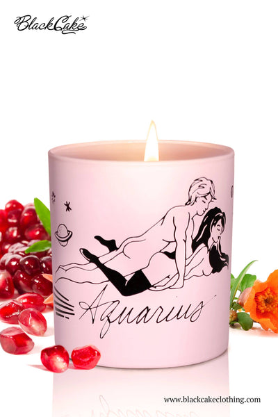 Zodiac Massage Candle Aquarius, Pomegranate Fragrance
