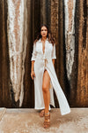 White Lace and Satin Maxi Coverup