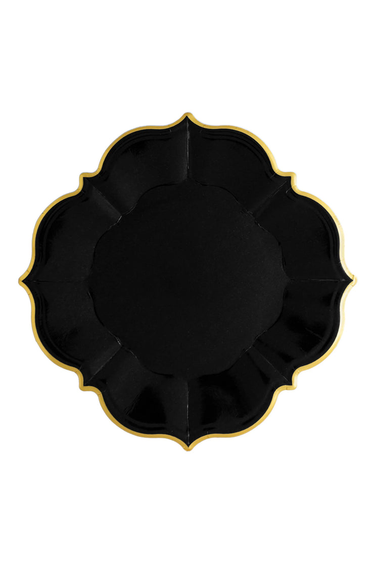 Black Scalloped Lunch Plates