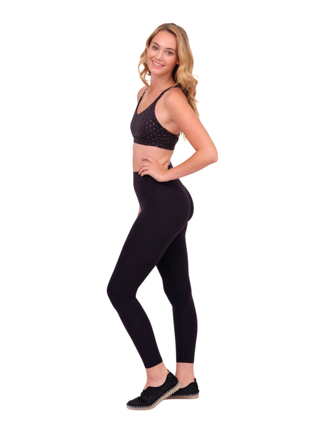 Metallic Polka Dot Strappy Sports Bra