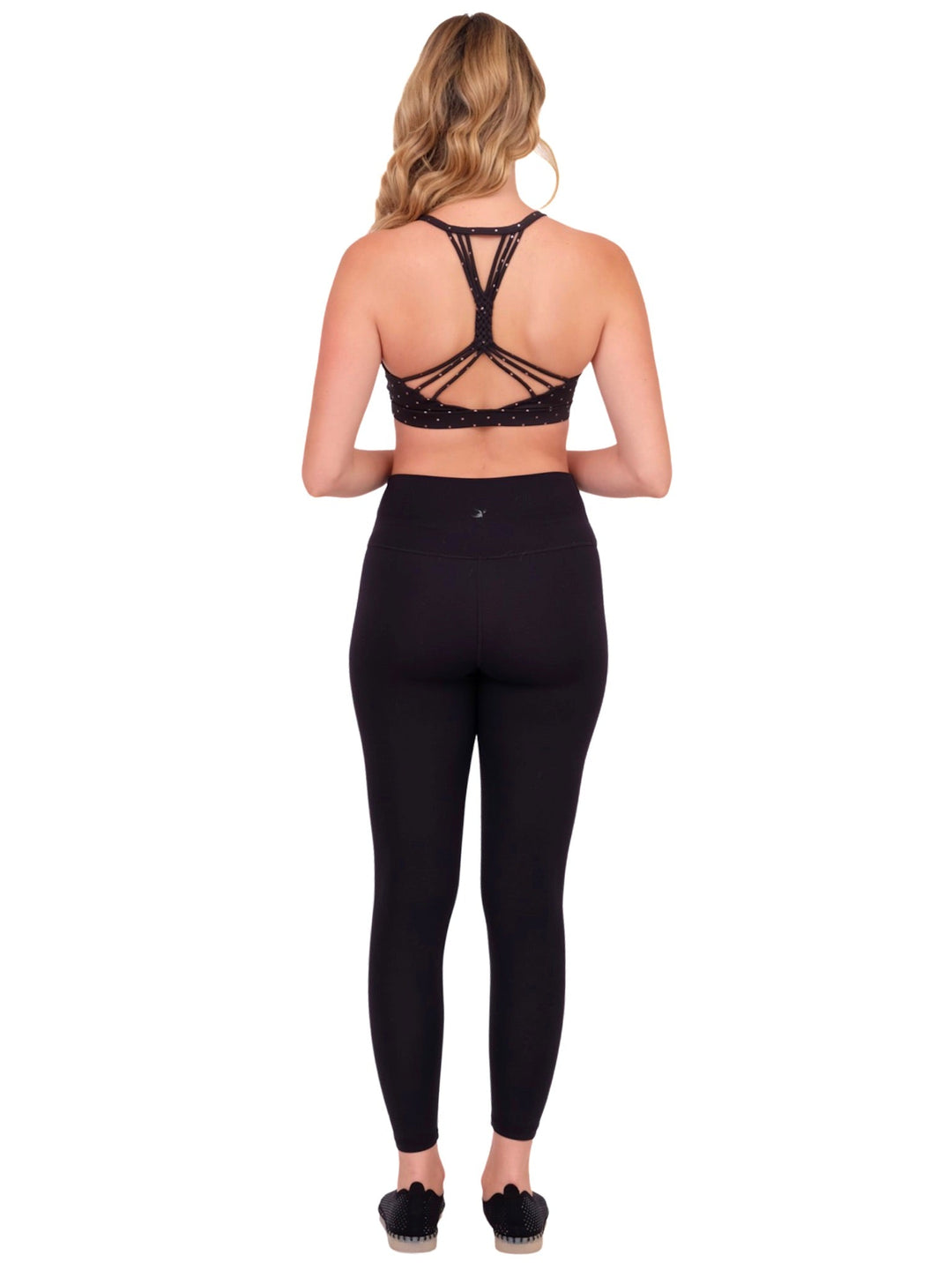 Metallic Polka Dot Strappy Sports Bra