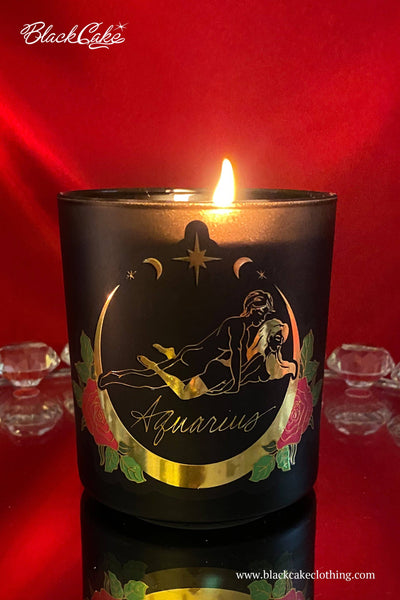 Zodiac Massage Candle Aquarius, Light Sugar Rose Petal Fragrance