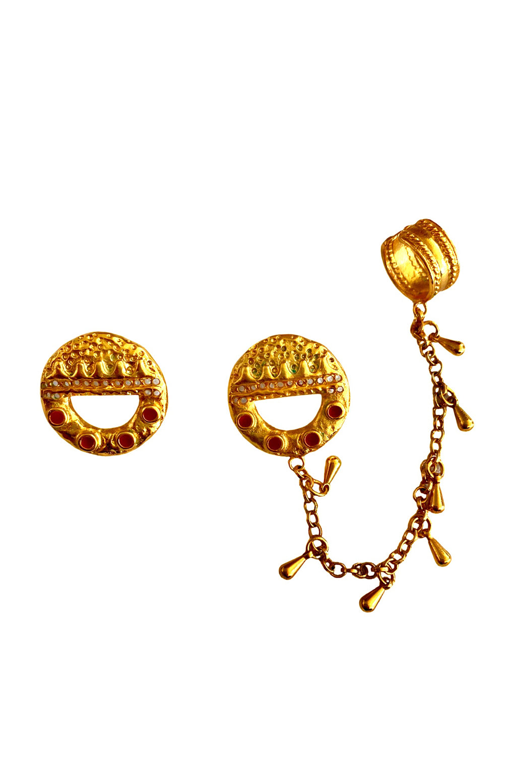 Fez Gold &amp; Terracotta Chain Earcuff