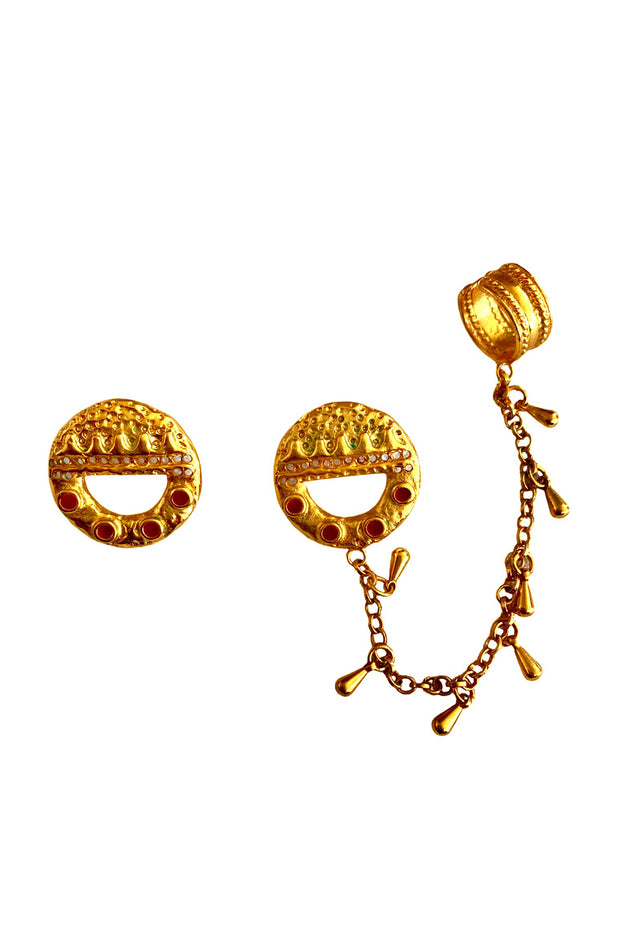 Fez Gold & Terracotta Chain Earcuff