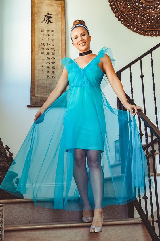 Blue Ruffled Tulle Dress