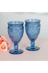 Blue Pressed Glass Wine Goblet