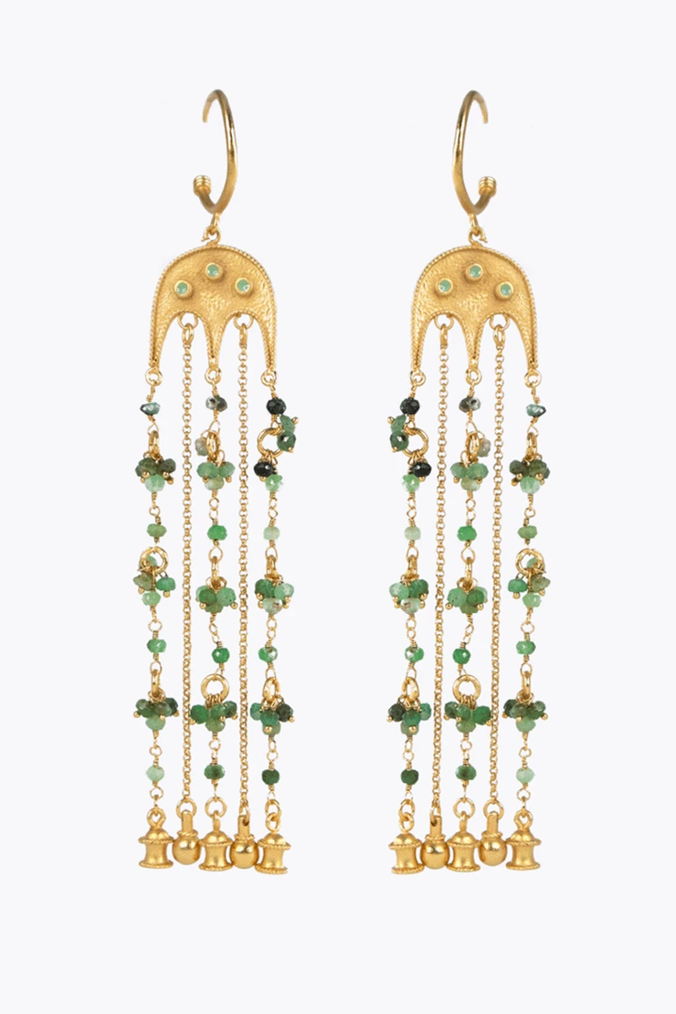 Green Agate Chain Earrings