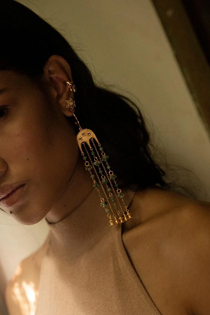Green Agate Chain Earrings