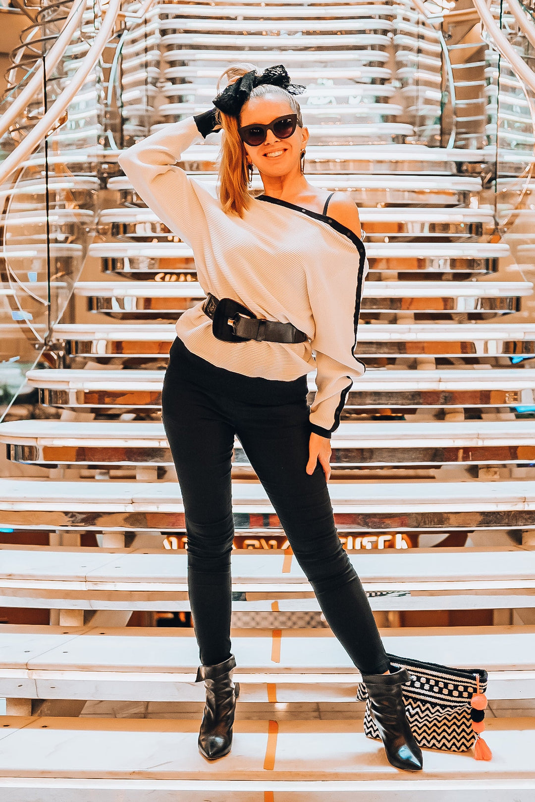 Ivory Striped Sleeve Sweater