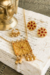 Terracotta and Gold Round Earrings