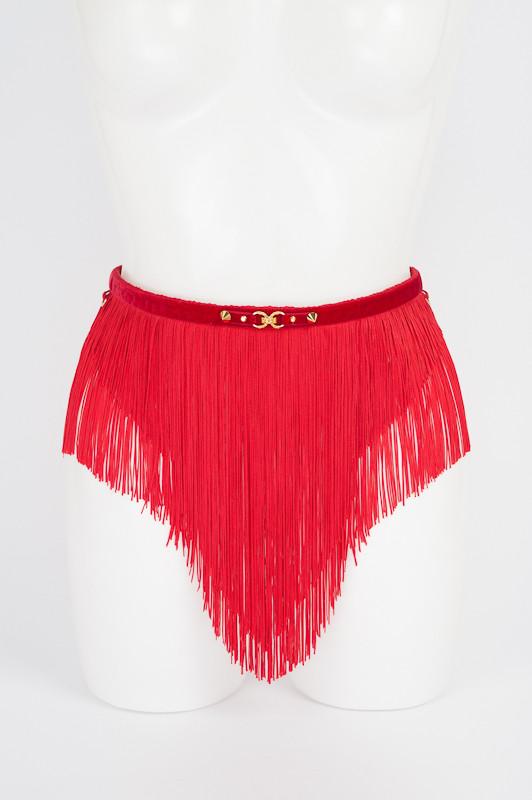 Red Fringe Skirt with Handcuffs