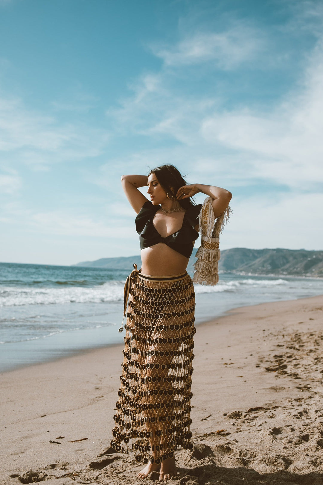 Licorice Ruffle Bikini Top - Black